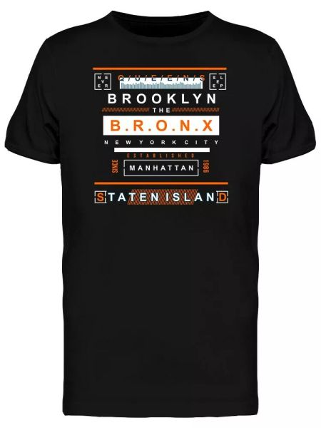 bronx typography staten island men's tee -image by shutterstock, White;black 
bronx typography staten island men's tee -image by shutterstock, White;black