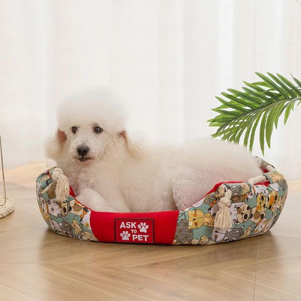 thickened pet bed cat house dog luxury canvas sleeping cartoon printed cushion sofa puppy kennel beds & furniture
thickened pet bed cat house dog luxury canvas sleeping cartoon printed cushion sofa puppy kennel beds & furniture
