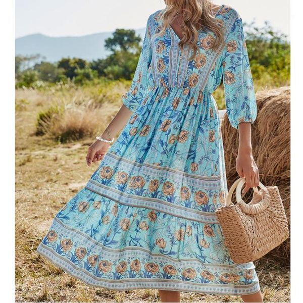 casual dresses elegant floral high waist a-line dress women summer bohemian beach long holiday 3/4 sleeve round collar flared midi, Black;gray
casual dresses elegant floral high waist a-line dress women summer bohemian beach long holiday 3/4 sleeve round collar flared midi, Black;gray