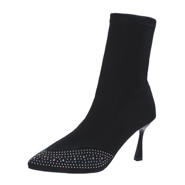 boots pointed toe fashion women ankle leather booties ladies rhinestone design slip on thin high heels pumps elegant, Black
boots pointed toe fashion women ankle leather booties ladies rhinestone design slip on thin high heels pumps elegant, Black