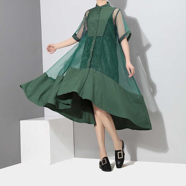 european and american large size dress summer mesh green two-piece loose long es 210615, Black;gray
european and american large size dress summer mesh green two-piece loose long es 210615, Black;gray