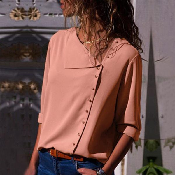 women's blouses & shirts faylisvow irregular side button blouse autumn long sleeve skew collar office ladies womens and female blusa, White
women's blouses & shirts faylisvow irregular side button blouse autumn long sleeve skew collar office ladies womens and female blusa, White