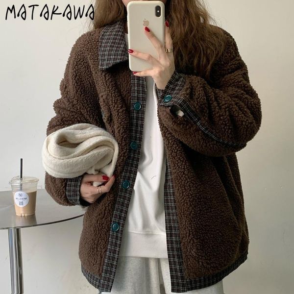 women's jackets matakawa autumn all-match quilted thicken woman jacket korean fashion loose casual contrast color plaid student coat to, Black;brown
women's jackets matakawa autumn all-match quilted thicken woman jacket korean fashion loose casual contrast color plaid student coat to, Black;brown