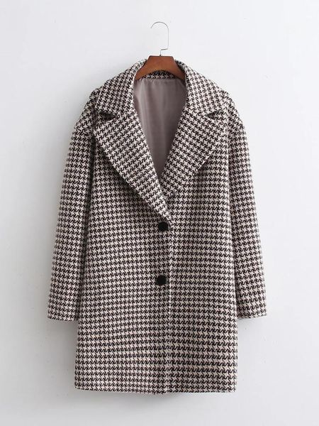 women's wool & blends 2021 long plaid coats women vintage lapel sleeve slim autumn blazer fashion single breasted woman casual clothing, Black
women's wool & blends 2021 long plaid coats women vintage lapel sleeve slim autumn blazer fashion single breasted woman casual clothing, Black