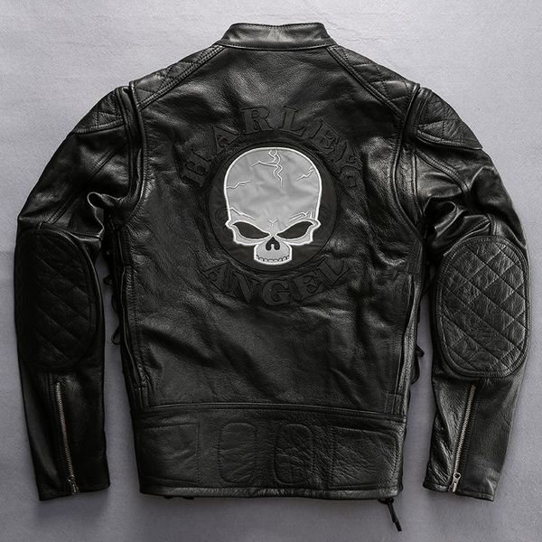 men's leather & faux 2022 skulls genuine jacket men fashion motorcycle biker male cowskin coat winter, Black
men's leather & faux 2022 skulls genuine jacket men fashion motorcycle biker male cowskin coat winter, Black