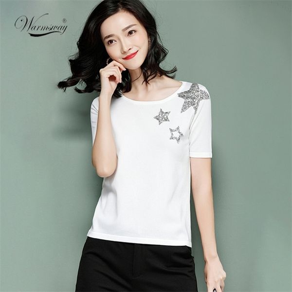 sumner simple knitted t-shirt casual fashion star beading slim women short sleeve tee b-005 210522, White
sumner simple knitted t-shirt casual fashion star beading slim women short sleeve tee b-005 210522, White