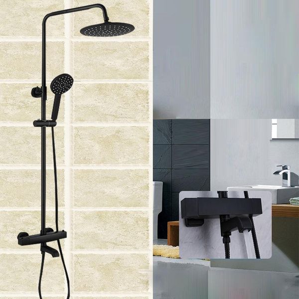 bathroom shower faucet black/chrome thermostatic shwoer system round rainfall head mixer taps 3 functions 0109 sets
bathroom shower faucet black/chrome thermostatic shwoer system round rainfall head mixer taps 3 functions 0109 sets