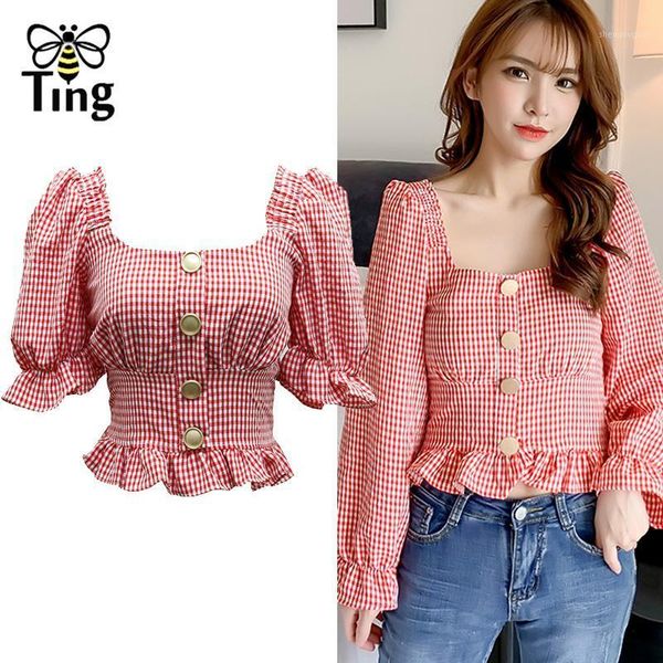 tingfly 2021 summer chic crop fashion button square neck plaid casual short pullovers elastic waist blouse shirt women's blouses & shi, White
tingfly 2021 summer chic crop fashion button square neck plaid casual short pullovers elastic waist blouse shirt women's blouses & shi, White