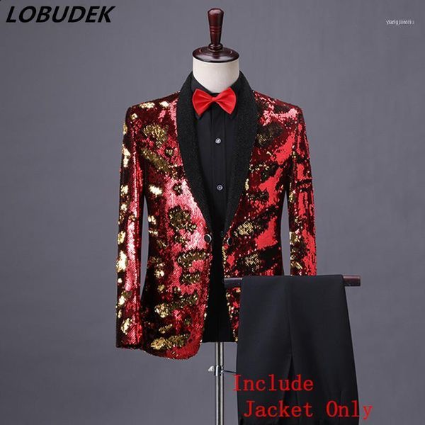 men's suits & blazers shiny red flip sequins shawl collar tuxedo sequined coat men wedding groom singer prom glitter suit jackets dj cl, White;black
men's suits & blazers shiny red flip sequins shawl collar tuxedo sequined coat men wedding groom singer prom glitter suit jackets dj cl, White;black