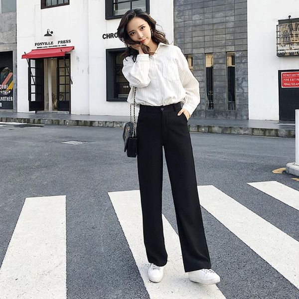 women's pants & capris women trousers spring autumn long high waist loose straight holiday daily drape mopping thin casual wide leg, Black;white
women's pants & capris women trousers spring autumn long high waist loose straight holiday daily drape mopping thin casual wide leg, Black;white