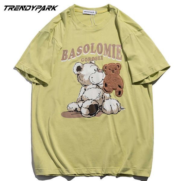 hip hop loose t-shirt embroidery bears print t shirt men harajuku cotton casual short sleeve streetwear tshirt green tee 210601, White;black
hip hop loose t-shirt embroidery bears print t shirt men harajuku cotton casual short sleeve streetwear tshirt green tee 210601, White;black