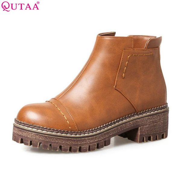 boots qutaa 2021 women ankle fashion zipper pu leather round toe square heel all match spring and autumn ladies size 33-43, Black
boots qutaa 2021 women ankle fashion zipper pu leather round toe square heel all match spring and autumn ladies size 33-43, Black