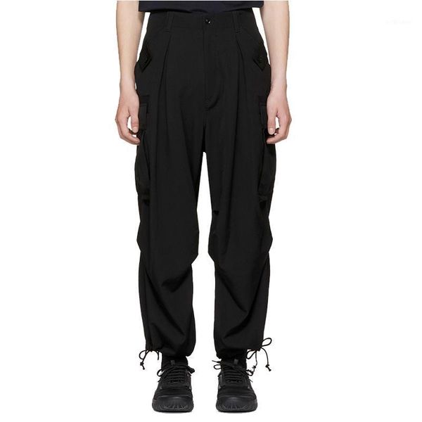 drawstring trousers with small feet plus size men's designer brand yamamoto pants shawn yue nine-point, Black
drawstring trousers with small feet plus size men's designer brand yamamoto pants shawn yue nine-point, Black