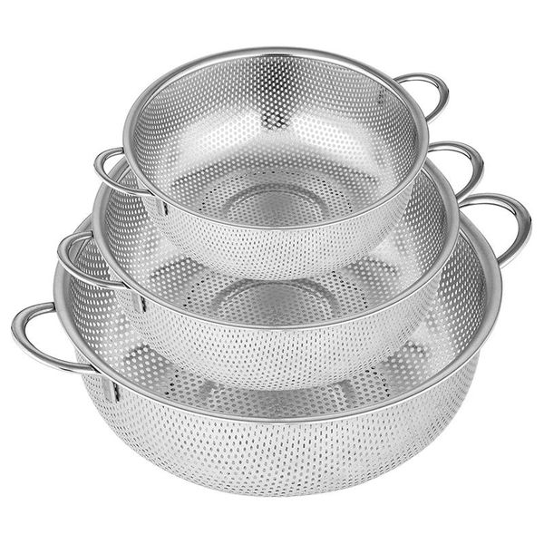 storage baskets colander stainless steel micro-perforated colanders strainers with handles for draining rinsing washing vegetable fruits
storage baskets colander stainless steel micro-perforated colanders strainers with handles for draining rinsing washing vegetable fruits