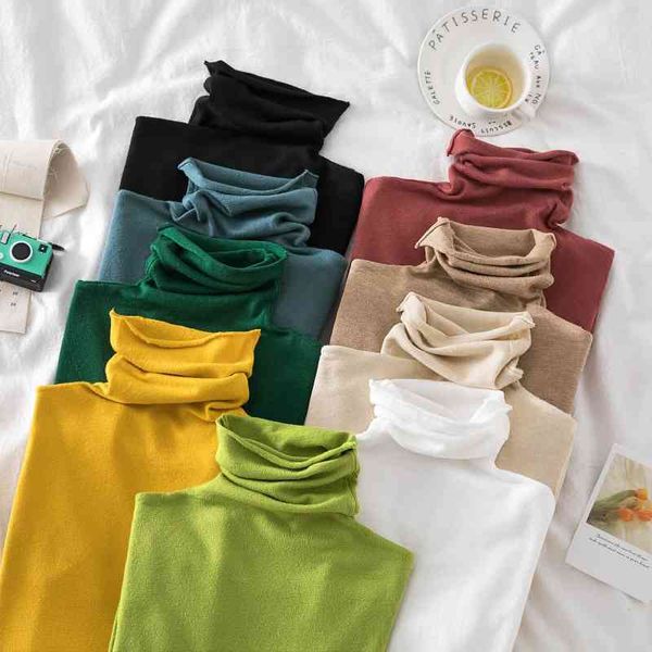 autumn winter sweater korean bottom shirt turtleneck knit women slim heap collar women's wool pullovers 210420, White;black
autumn winter sweater korean bottom shirt turtleneck knit women slim heap collar women's wool pullovers 210420, White;black