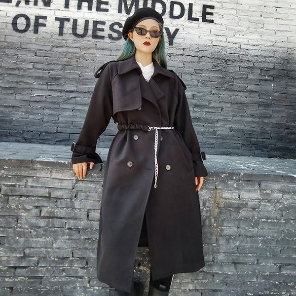 wool women's autumn/winter european station small casual thickened long woolen coat, Black
wool women's autumn/winter european station small casual thickened long woolen coat, Black