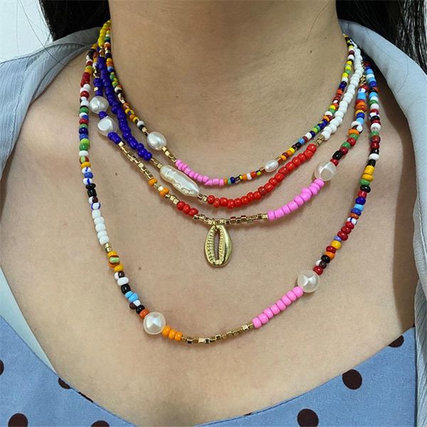 pendant necklaces 2021 fashion multi-layer bead necklace bohemian color glass shell neck chain electroplating jewelry manufacturer wholesale, Silver
pendant necklaces 2021 fashion multi-layer bead necklace bohemian color glass shell neck chain electroplating jewelry manufacturer wholesale, Silver