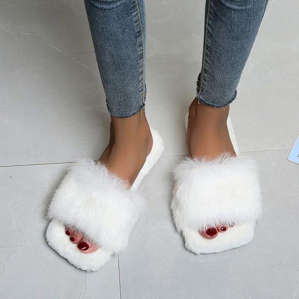 women winter shoes slippers warm fur flurry outdoor woman square toe flat slides femmes plus size, Black
women winter shoes slippers warm fur flurry outdoor woman square toe flat slides femmes plus size, Black