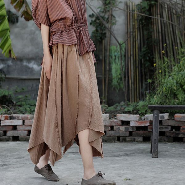 johnature asymmetrical cotton linen skirts summer casual vintage chinese style khaki solid color mid-calf skirts 210521, Black
johnature asymmetrical cotton linen skirts summer casual vintage chinese style khaki solid color mid-calf skirts 210521, Black