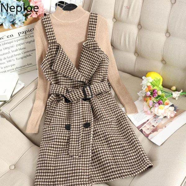 casual dresses neploe autumn high collar slim fit bottom knit sweater waist lace plaid double breast camis dress a line pull femme ropa, Black;gray
casual dresses neploe autumn high collar slim fit bottom knit sweater waist lace plaid double breast camis dress a line pull femme ropa, Black;gray