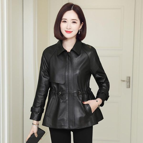 women's leather & faux women 2021 haining autumn and winter sheep skin short man coat european waist jacket, Black
women's leather & faux women 2021 haining autumn and winter sheep skin short man coat european waist jacket, Black