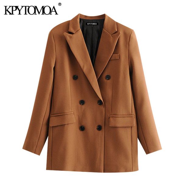 women fashion double breasted basic blazer coat vintage long sleeve pockets female outerwear chic 210416, White;black
women fashion double breasted basic blazer coat vintage long sleeve pockets female outerwear chic 210416, White;black