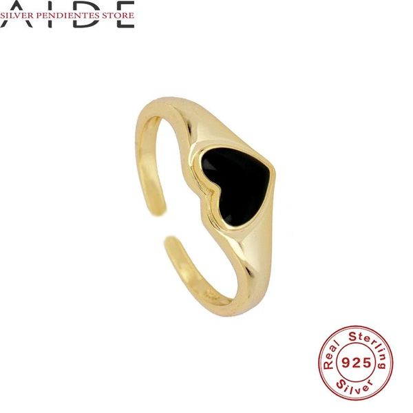 real s925 sterling silver dripping open rings women minimalist love shape black ring jewelry party gift wholesale cluster, Golden;silver
real s925 sterling silver dripping open rings women minimalist love shape black ring jewelry party gift wholesale cluster, Golden;silver