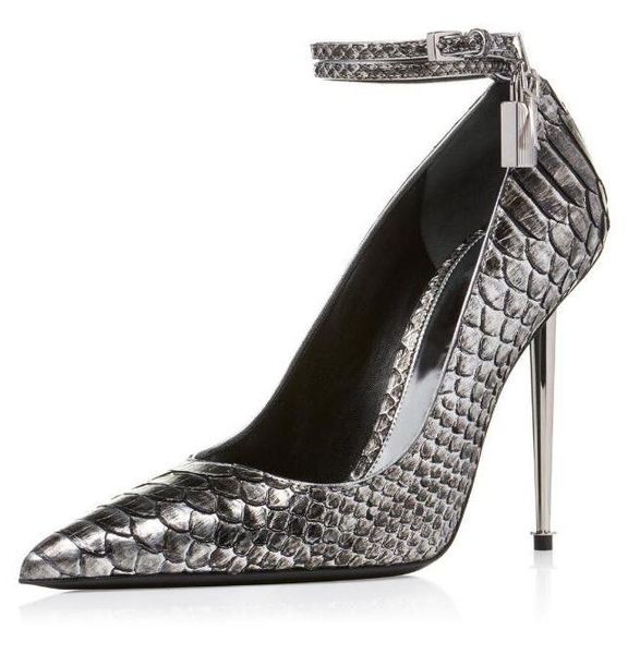 dress shoes gray snake print leather lock pumps women pointed toe silver metal heels high low cut ladies, Black
dress shoes gray snake print leather lock pumps women pointed toe silver metal heels high low cut ladies, Black