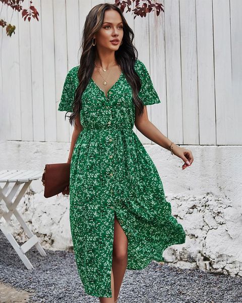party dresses ladies vintage maxi floral print summer slim casual high waist button bohemian women beach dress vestidos 511830, White;black
party dresses ladies vintage maxi floral print summer slim casual high waist button bohemian women beach dress vestidos 511830, White;black