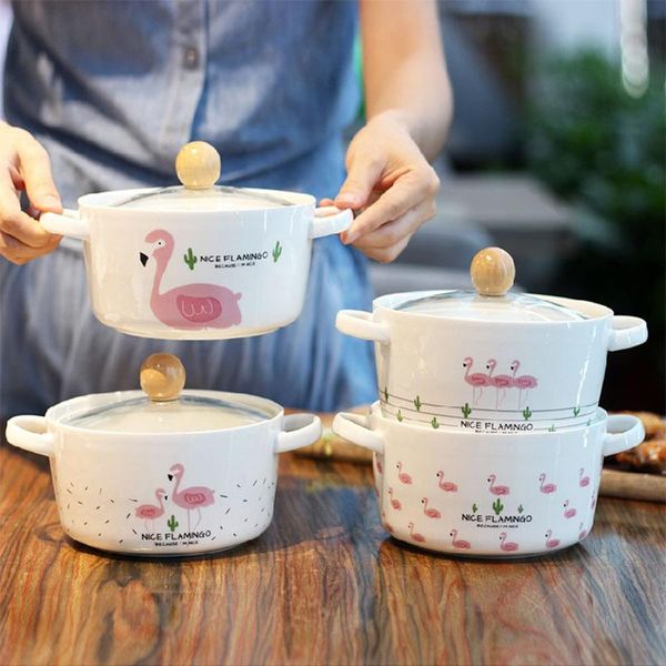 bowls cute flamingo noodles bowl with covered ear ceramic creative japanese cutlery student's glass cover
bowls cute flamingo noodles bowl with covered ear ceramic creative japanese cutlery student's glass cover