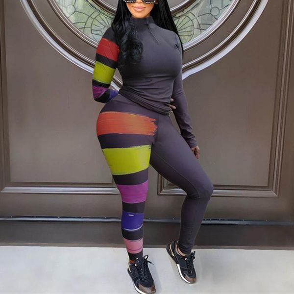casual print sporty active wear matching sets women autumn bodycon 2 piece outfits long sleeve zipper and leggins set women's tracksuit, Gray
casual print sporty active wear matching sets women autumn bodycon 2 piece outfits long sleeve zipper and leggins set women's tracksuit, Gray