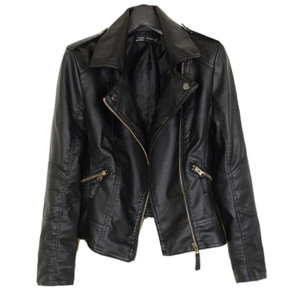 women's leather & faux brand motorcycle pu jacket women winter and autumn fashion coat zipper outerwear 2021, Black
women's leather & faux brand motorcycle pu jacket women winter and autumn fashion coat zipper outerwear 2021, Black