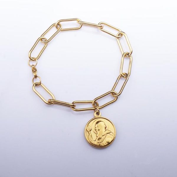 100% stainless steel st benedict medal bracelet for women men gold/silver color metal san benito chunky chain charm bracelets, Golden;silver
100% stainless steel st benedict medal bracelet for women men gold/silver color metal san benito chunky chain charm bracelets, Golden;silver