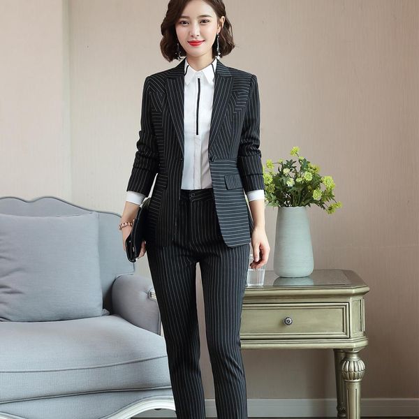 pant women formal suits for office lady business wear stripe blazer uniform set designs jacket and pants two pieces together, White
pant women formal suits for office lady business wear stripe blazer uniform set designs jacket and pants two pieces together, White