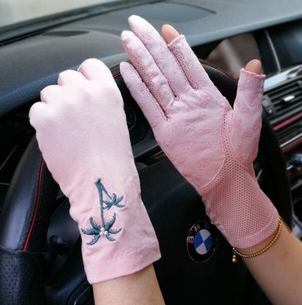 five fingers gloves women' spring summer sunscreen embroidery cotton female uv protection non-slip r878, Blue;gray
five fingers gloves women' spring summer sunscreen embroidery cotton female uv protection non-slip r878, Blue;gray