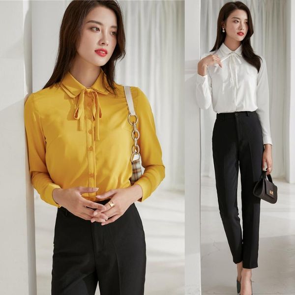 women's blouses & shirts fashion female yellow blouse women 2 piece pant and sets long sleeve office ladies work clothes ol, White
women's blouses & shirts fashion female yellow blouse women 2 piece pant and sets long sleeve office ladies work clothes ol, White