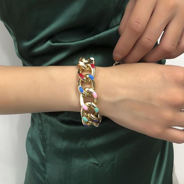link, chain punk aluminium colorful print bracelets on hand charm for women gold miami curb cuban thick twisted bracelet party jewelry, Black
link, chain punk aluminium colorful print bracelets on hand charm for women gold miami curb cuban thick twisted bracelet party jewelry, Black