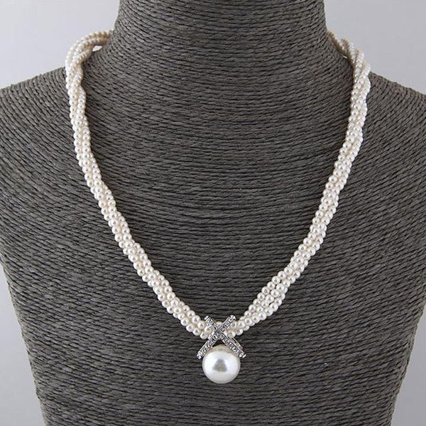real nice charm imitation pearl necklace for women 40cm long sweater chain crystal pendant white fashion jewelry choker, Silver
real nice charm imitation pearl necklace for women 40cm long sweater chain crystal pendant white fashion jewelry choker, Silver