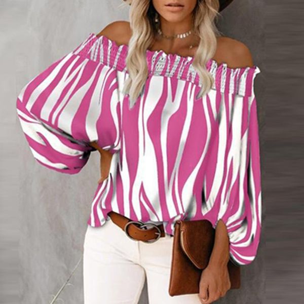 women's blouses & shirts autumn fashion striped print lantern sleeve lady off shoulder pullover spring elegant casual long, White
women's blouses & shirts autumn fashion striped print lantern sleeve lady off shoulder pullover spring elegant casual long, White