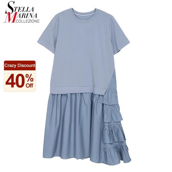 casual dresses * solid light blue woman short sleeve summer dress o neck straight ruffled sides ladies style robe femme mj9008, Black;gray
casual dresses * solid light blue woman short sleeve summer dress o neck straight ruffled sides ladies style robe femme mj9008, Black;gray
