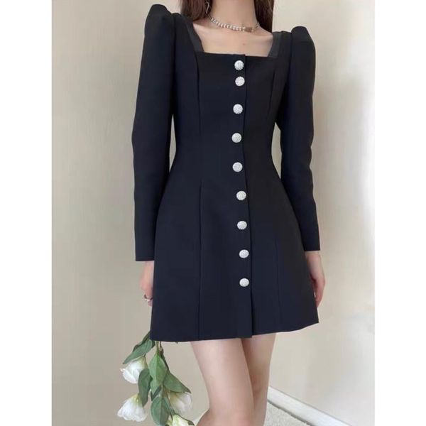 casual dresses autumn black dress women 2021 square collar mini elegant long sleeve crystals buttons, Black;gray
casual dresses autumn black dress women 2021 square collar mini elegant long sleeve crystals buttons, Black;gray