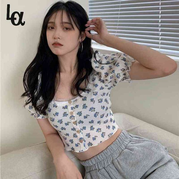 women print floral elegant square collar crop summer puff sleeve botton slim short shirts korean lady lace 210519, White
women print floral elegant square collar crop summer puff sleeve botton slim short shirts korean lady lace 210519, White