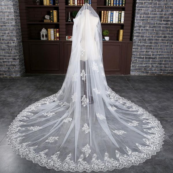 bridal veils women ivory one layer wedding chapel veil 3m with comb applique lace edge long bride accessory elegant soft tulle, Black
bridal veils women ivory one layer wedding chapel veil 3m with comb applique lace edge long bride accessory elegant soft tulle, Black