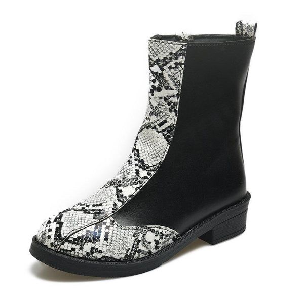 boots retro winter short women pu leather snake print design low heel botas mujer heighten zipper patchwork shoes, Black
boots retro winter short women pu leather snake print design low heel botas mujer heighten zipper patchwork shoes, Black