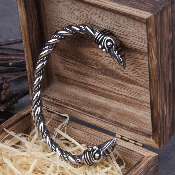 link, chain stainless steel nordic viking norse raven bracelet adjustable men wristband cuff bracelets with wooden box, Black
link, chain stainless steel nordic viking norse raven bracelet adjustable men wristband cuff bracelets with wooden box, Black