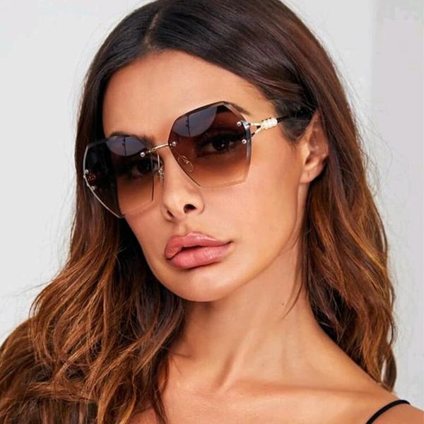 sunglasses vintage rimless brown designer women fashion elegant pearl gradient sun glasses irregular square shades, White;black
sunglasses vintage rimless brown designer women fashion elegant pearl gradient sun glasses irregular square shades, White;black