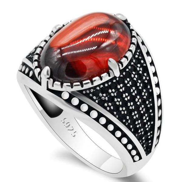 cluster rings style red garnet men's ring 925 silver, Golden;silver
cluster rings style red garnet men's ring 925 silver, Golden;silver