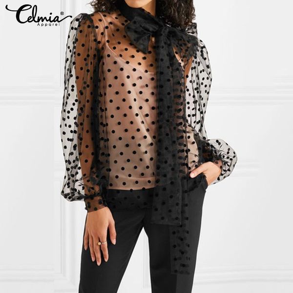 women's blouses & shirts 2021 plus size women see-through mesh celmia fashion polka dot print casual loose party work blusas 5xl, White
women's blouses & shirts 2021 plus size women see-through mesh celmia fashion polka dot print casual loose party work blusas 5xl, White