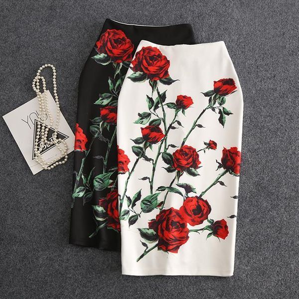 skirts europe and the united states high waist buttocks rose retro temperament medium length over knee back split half, Black
skirts europe and the united states high waist buttocks rose retro temperament medium length over knee back split half, Black
