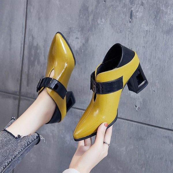 dress shoes high heels women's 2021 autumn thick heel single two pointed toe women fashion color matching, Black
dress shoes high heels women's 2021 autumn thick heel single two pointed toe women fashion color matching, Black